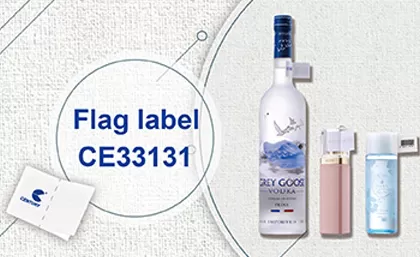 Nova etiqueta de bandeira projetada para mercadorias de varejo com líquido dentro